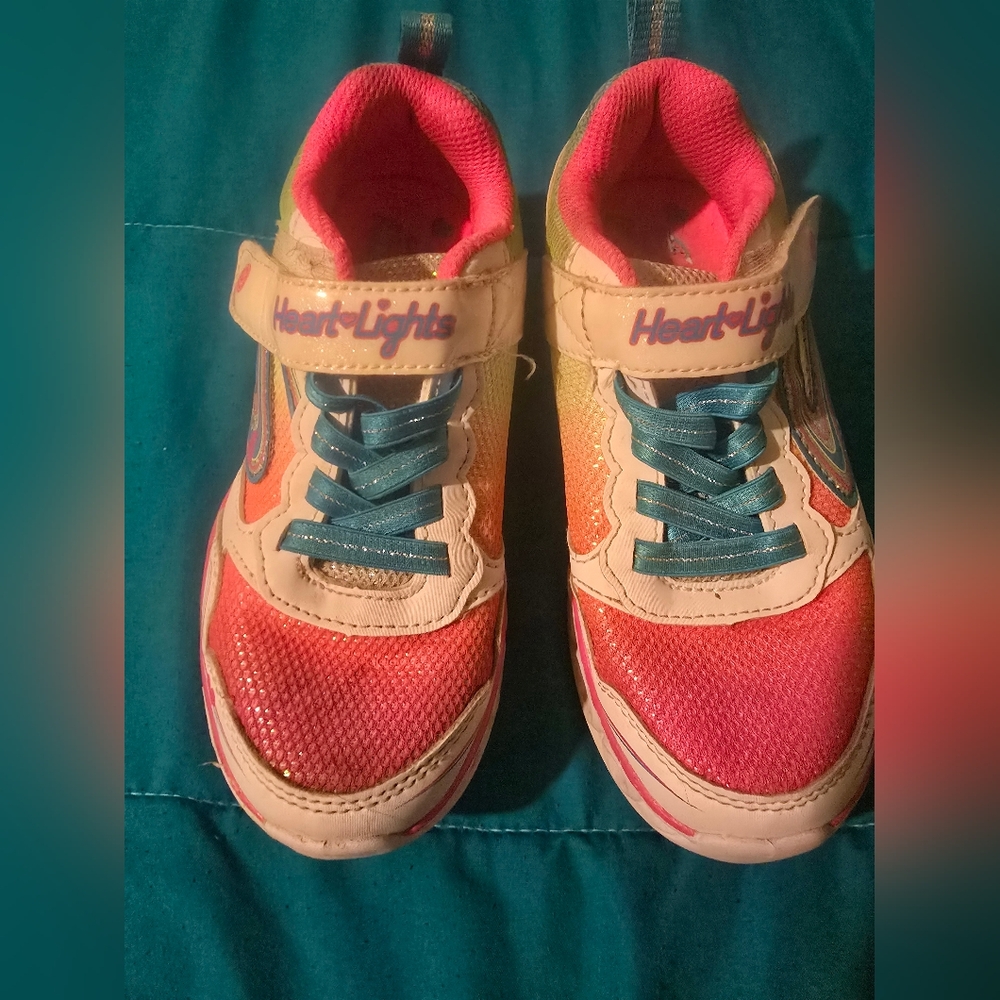 Skechers Heart Lights Kids Sneakers - Pink and Blue